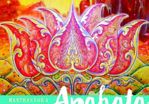 Album cover featuring ornate, floral design in shades of pink and yellow, with the title "mantras for Anahata - tina malia" at the bottom.