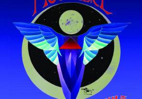 CD album cover art for "High 5" featuring a stylized graphic of a blue and red rocket with wings, against a full moon and a starry blue sky background.