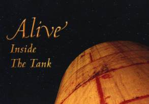 Album cover titled "Alive Inside the Tank - Mysteries of the Night" featuring a large orange tank under a dark sky, designed as an immersive sensory installation.