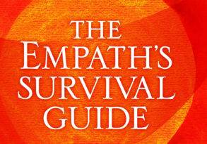 Book cover of "The Empath Survival Guide" by Judith Orloff, MD, featuring a bold red and orange abstract background with white and yellow text.