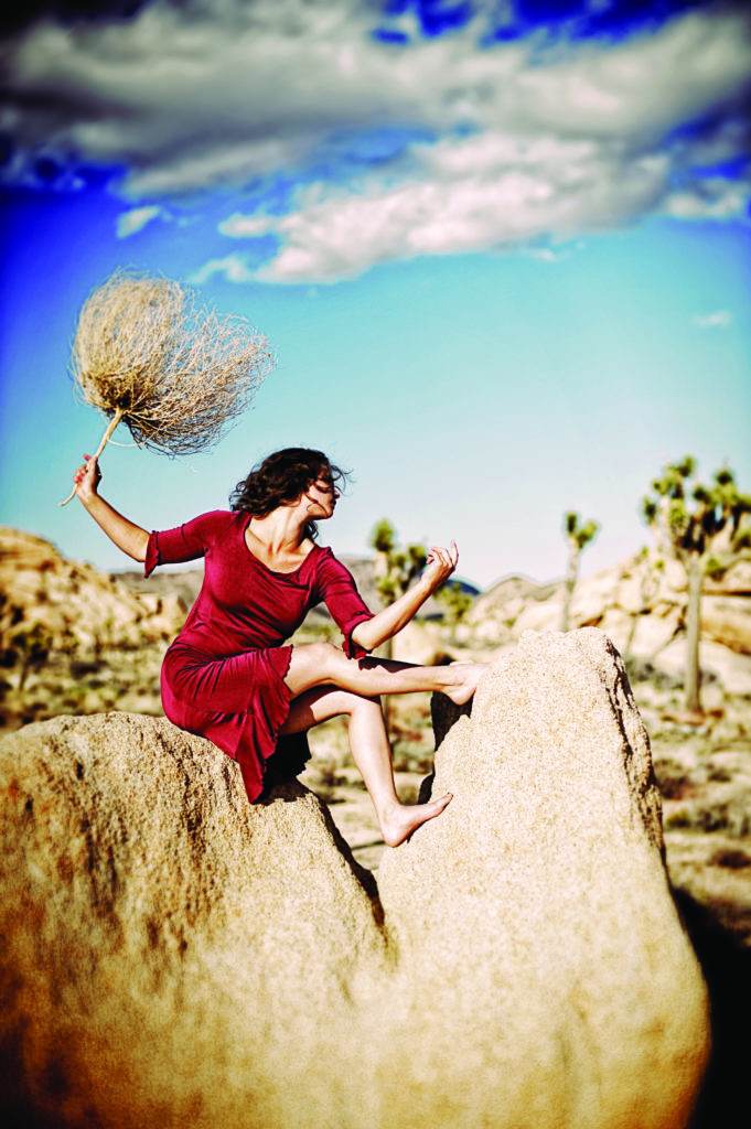 woman on stone