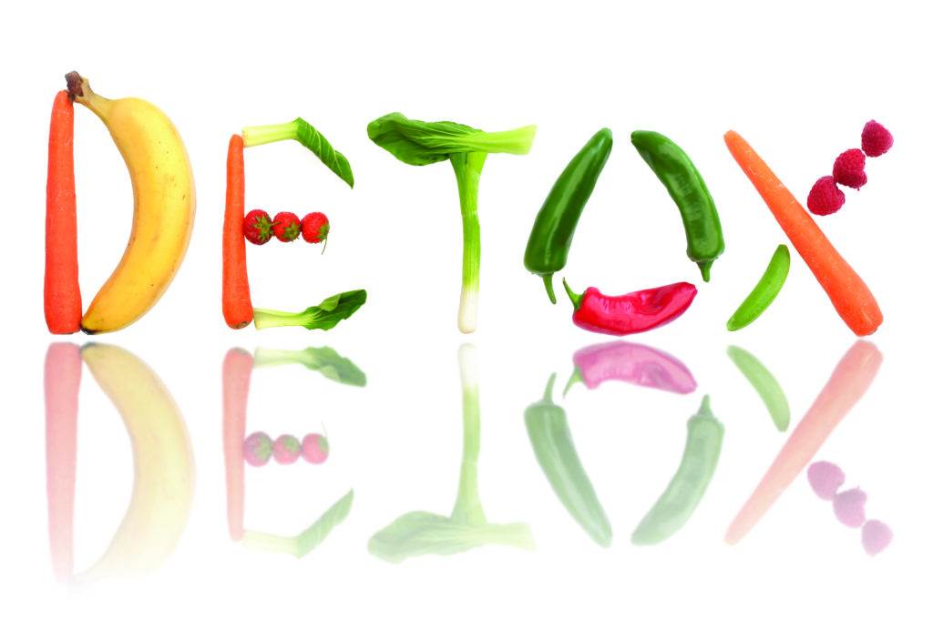 detox word made from fruits and vegetables