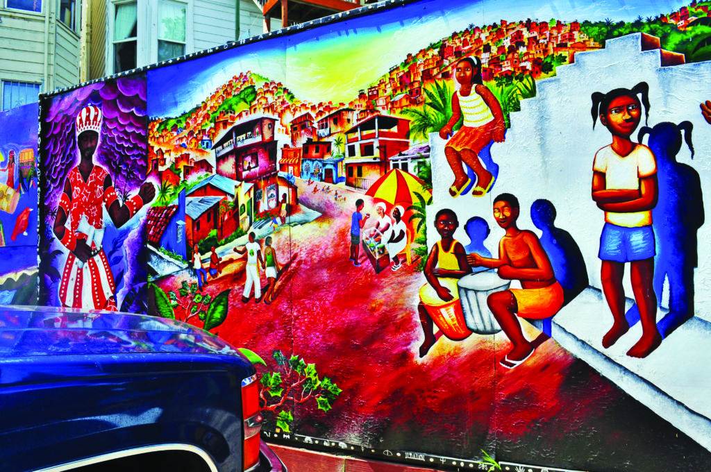 wall picture with children on the street