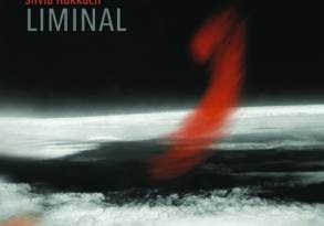 Abstract album cover for "liminal" by Silvia Nakkach, featuring a blurry red figure against a black and white liminal background.