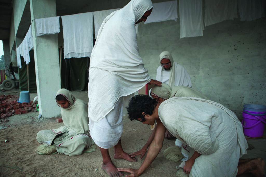 people in white