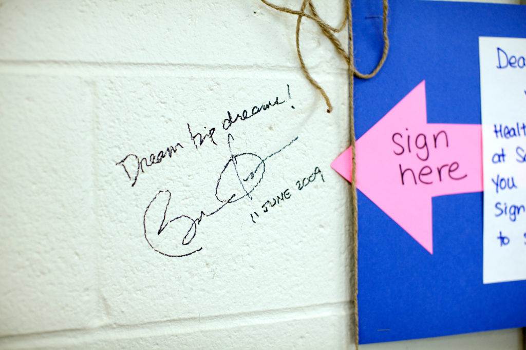 Signature at Wisconsin school gym, June 2009