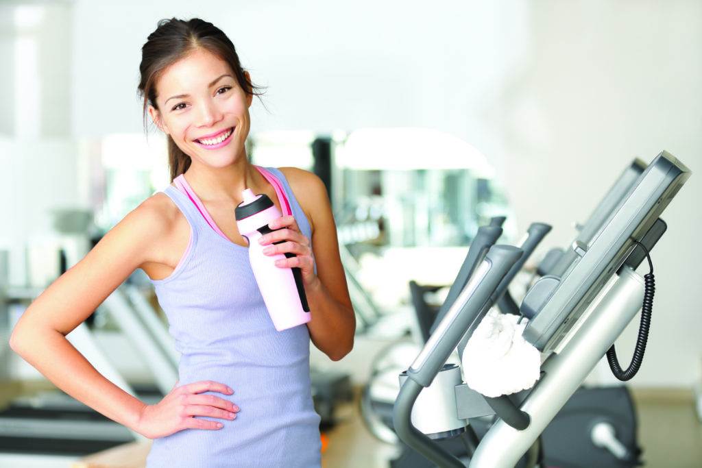 girl on a treadmill with water