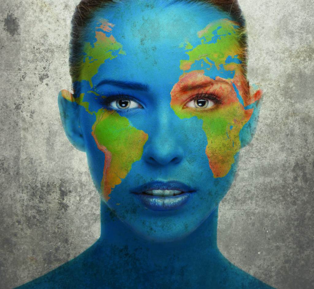 girl with blue face