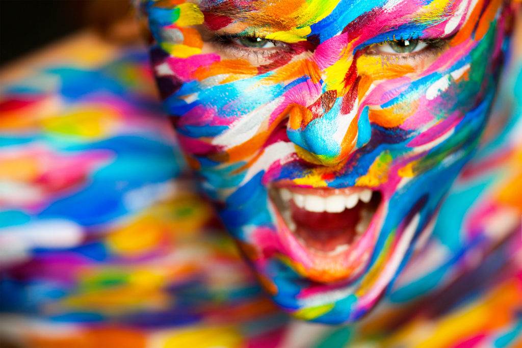 face with bright colours