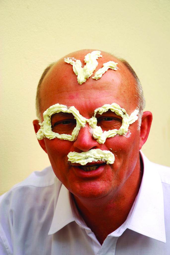 man with cream on his face