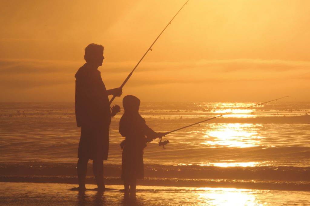 father and son fishing